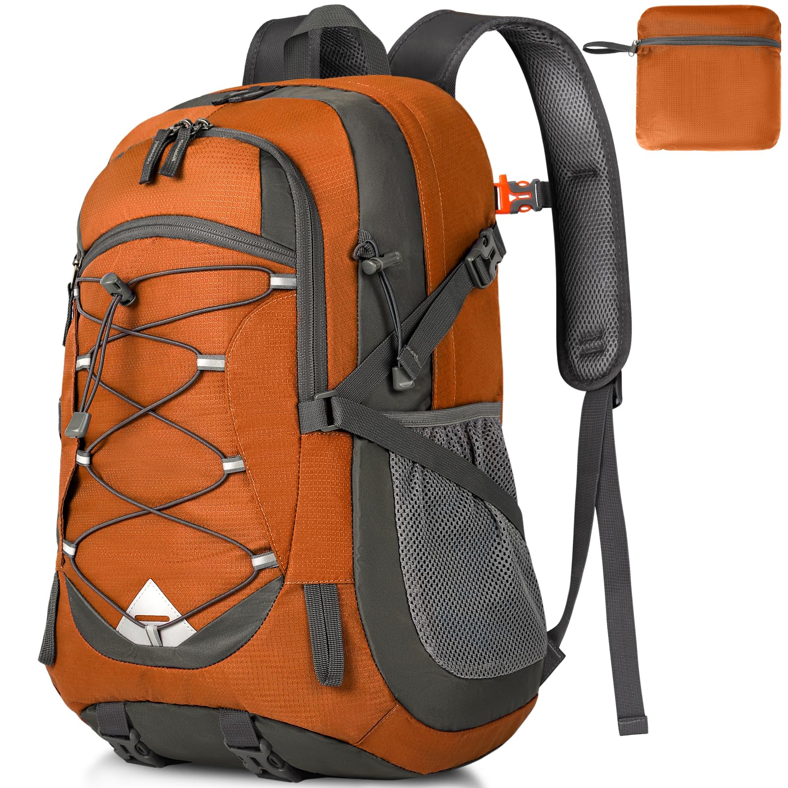 IGOLUMON Hiking Backpack 40L Lightweight Foldable Backpack for Men Women Durable Water Resistant Daypack Rucksack for Camping Cycling Climbing Walking Mountaineer Outdoor Sports (Orange)