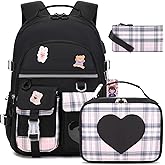 ACESAK Backpack for Girls - Bookbag Backpacks Schoolbag for Girls Kids Teen Women Casual Travel Daypacks - School Bag Elementary Middle School College Cute Backpack with Lunch Box (Black)