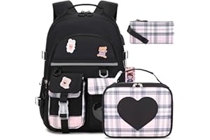 ACESAK Backpack for Girls - Bookbag Backpacks Schoolbag for Girls Kids Teen Women Casual Travel Daypacks - School Bag Elementary Middle School College Cute Backpack with Lunch Box (Black)