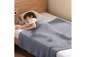 Guohaoi Knitted Weighted Blanket Kids (Light Grey 50"x60" 10lbs) No Beads Cooling Heavy Blanket, Home Decor Breathable Chunky Knit Throw Blanket for All-Season Use