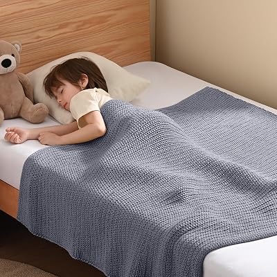 Guohaoi Knitted Weighted Blanket Kids (Light Grey 36"x48" 5lbs) No Beads Cooling Heavy Blanket, Home Decor Breathable Chunky Knit Throw Blanket for All-Season Use