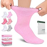 Bulinlulu Women’s Diabetic Socks – 6 Pairs Non-Binding Neuropathy Socks for Women 6-9 9-11