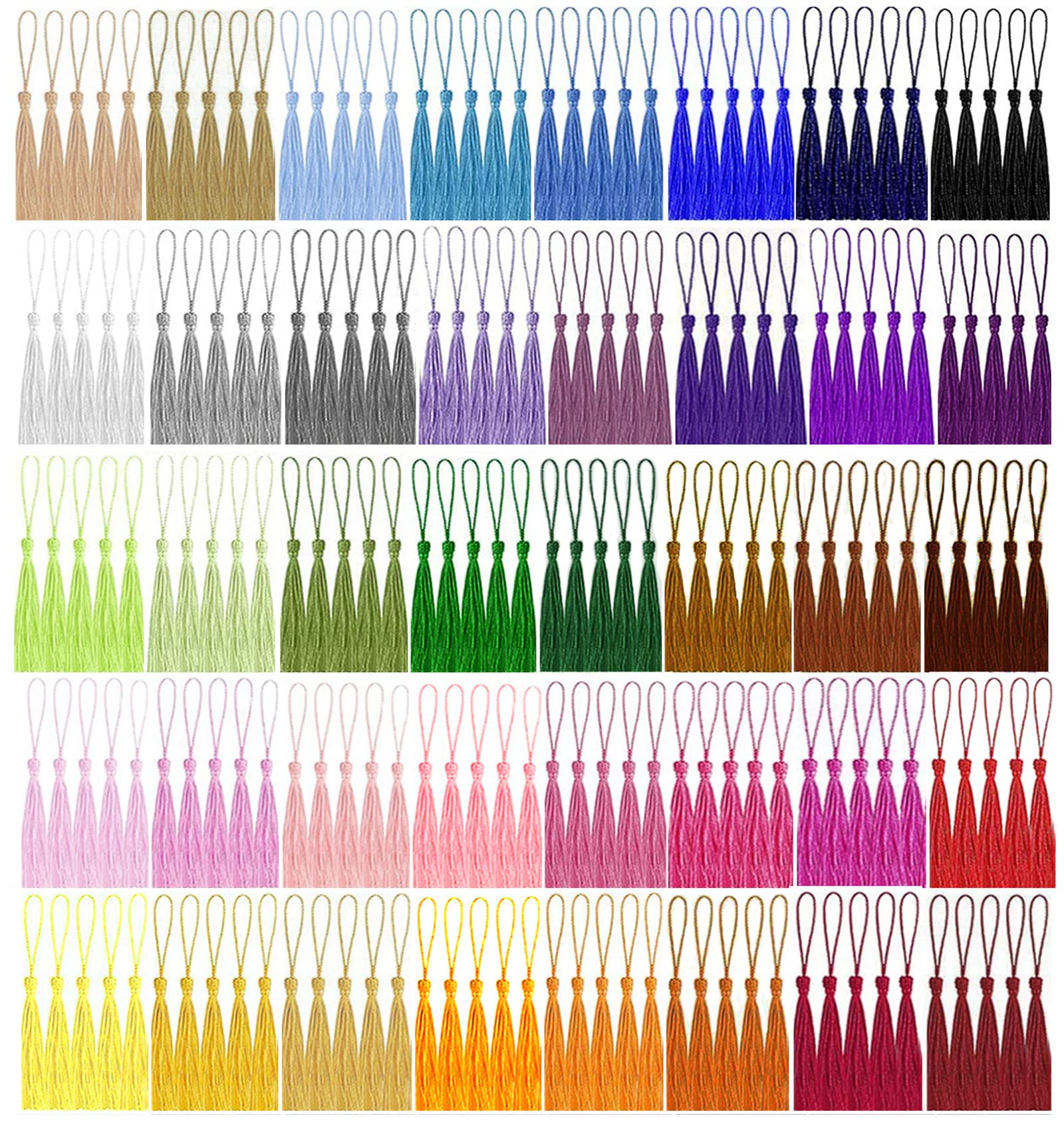 BetterJonny 200pcs-13cm 40 Colors Mini Tassels, Terylene Soft Bookmarks Tassels for DIY Craft Supplies Home Decor