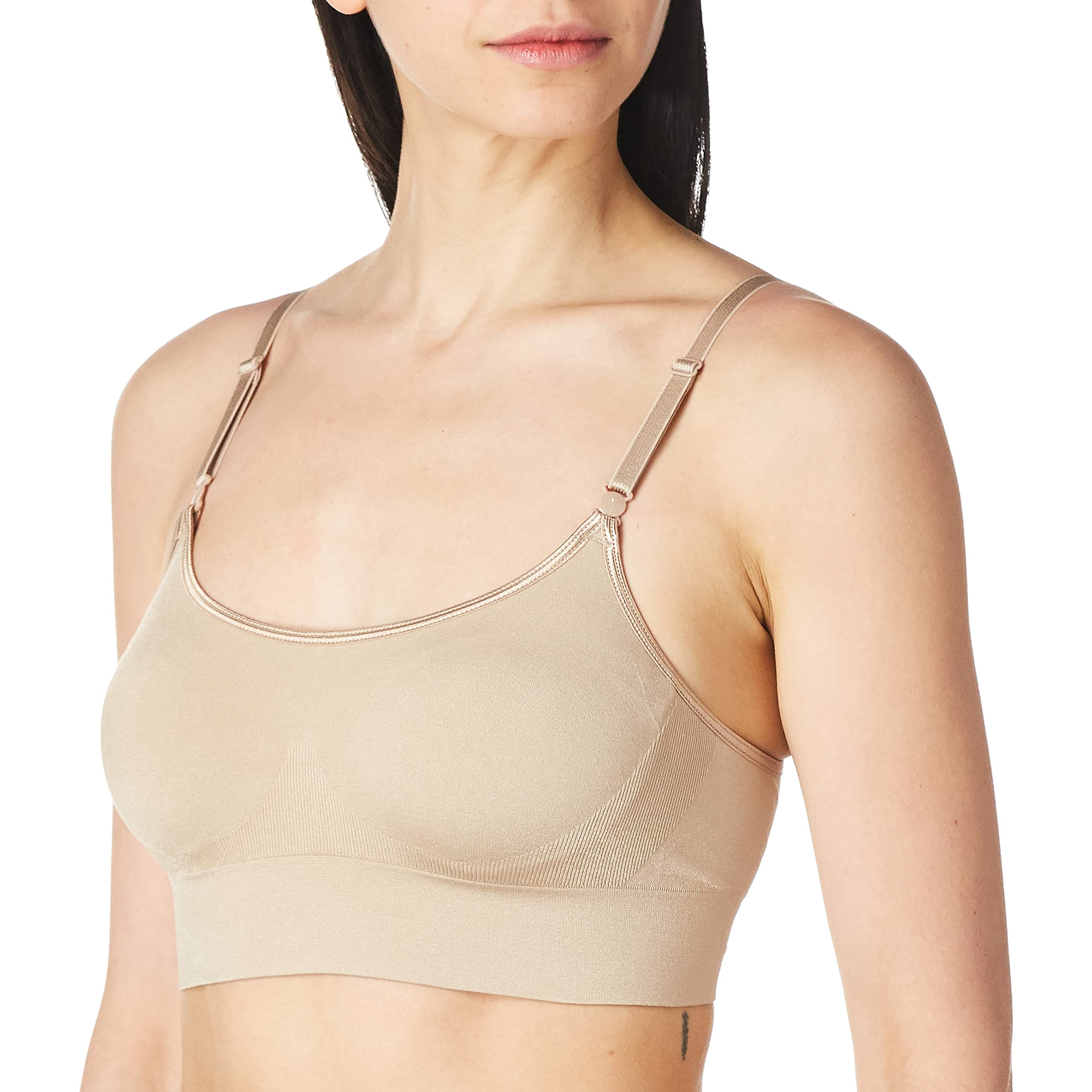Photo 1 of Warner's womens Easy Does It Dig-free Comfort Band With Seamless Stretch Wireless Lightly Lined Convertible Comfort Bra, Toasted Almond, Large US