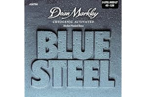 Dean Markley NPS Blue Steel Bass Guitar Strings 5 String Set, 45-128 Medium Light 5 String Bass Guitar, Cryogenically Processed Steel Bass Strings with Warm Rich Tone, Made in the USA