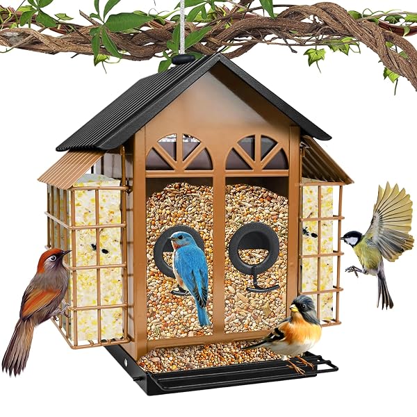 TAYEPIN BIRD FEEDERS FOR OUTDOORS HANGING, METAL WILD...