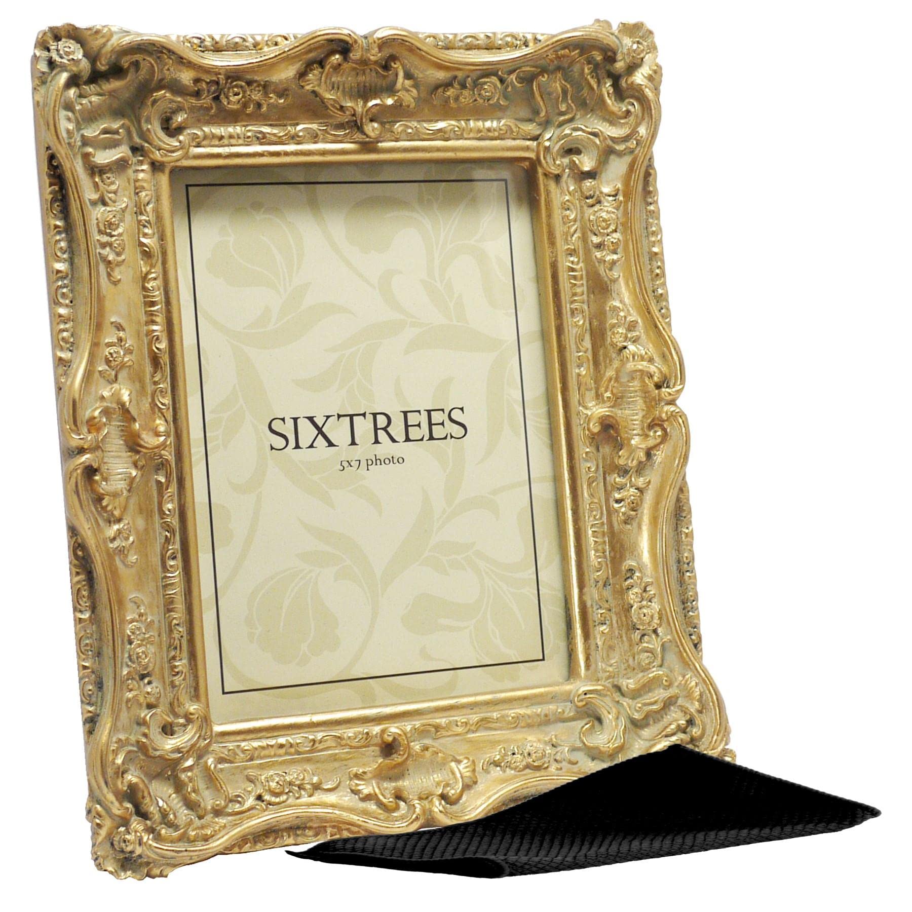 Sixtrees Chelsea 5-250-57 Ornate Vintage Swept Shabby Chic Gold 7x5 inch Photo frame - with Microfibre glass cleaning cloth. — image 1