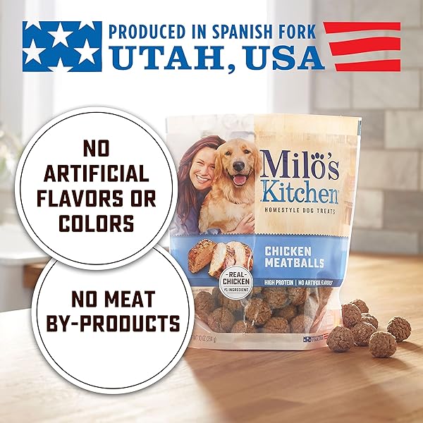 MILO’S KITCHEN CHICKEN MEATBALLS DOG TREATS, 18-OUNCE