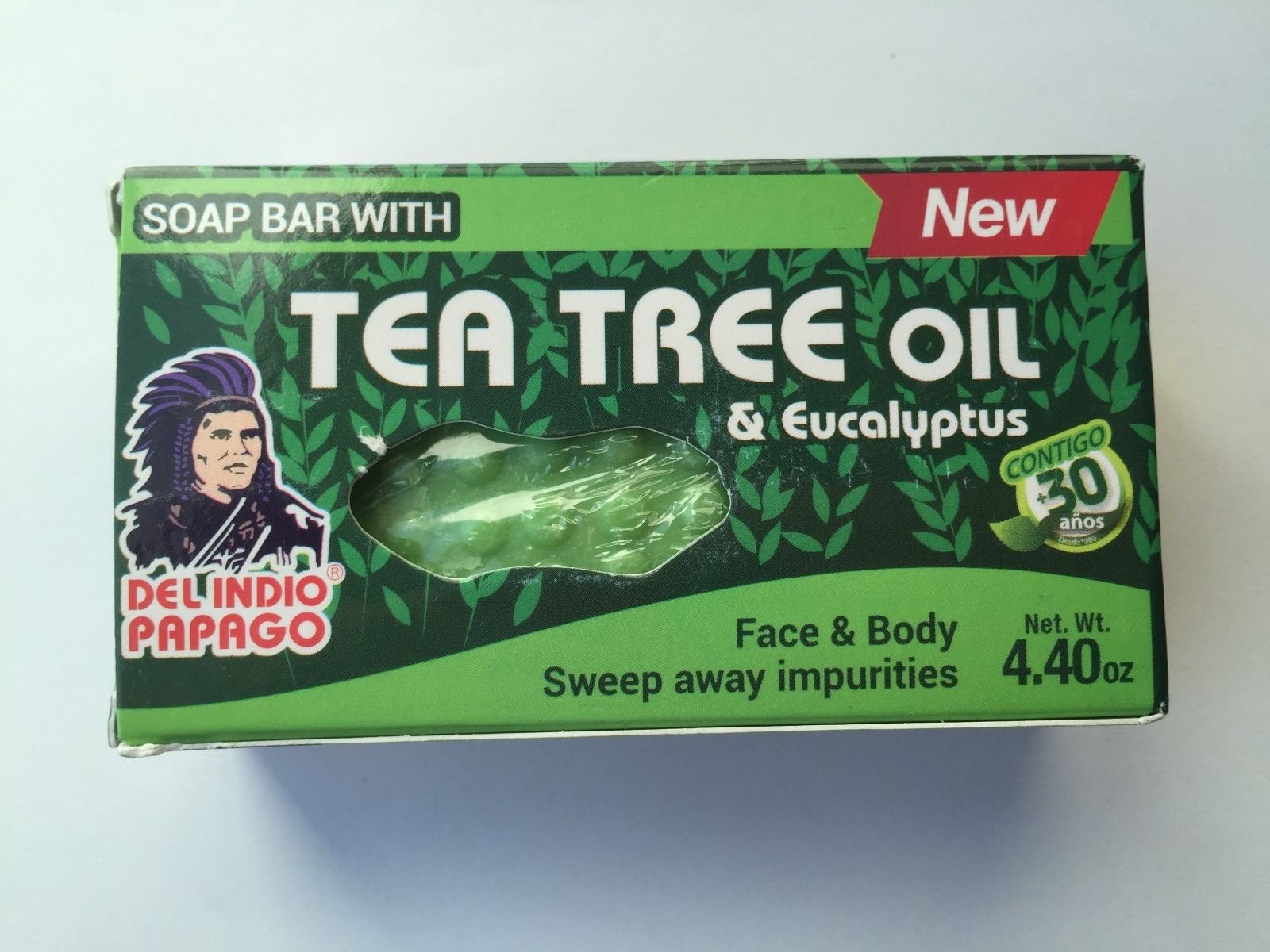 Tee Tree Oil and Eucalyptus Soap Bar, Arbol De Te Y Eucalipto Jabon Del Indio Papago