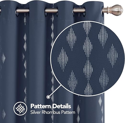 Amazon Com Deconovo Foil Printed Rhombus Design Curtain Panels