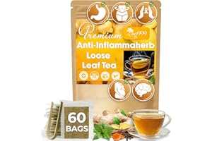 TOG999 60 Tea Bags - Anti-Inflammaheb Loose Leaf Tea, 100% Natural from Ginger, Turmeric, Peppermint, Black Pepper, Cinnamon. Made with Natural Material Tea Bags. No Sugar, No Caffeine, No Gluten, Vegan. (60 Tea Bags)