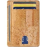 Corkor Cork Card Holder Men - Cork Wallet - Vegan Leather - Minimalist Slim Front Pocket RFID