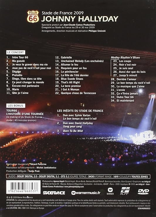 Hallyday Johnny Stade De France 2009 Tour 66 Edition Deluxe Amazon Ca Dvd