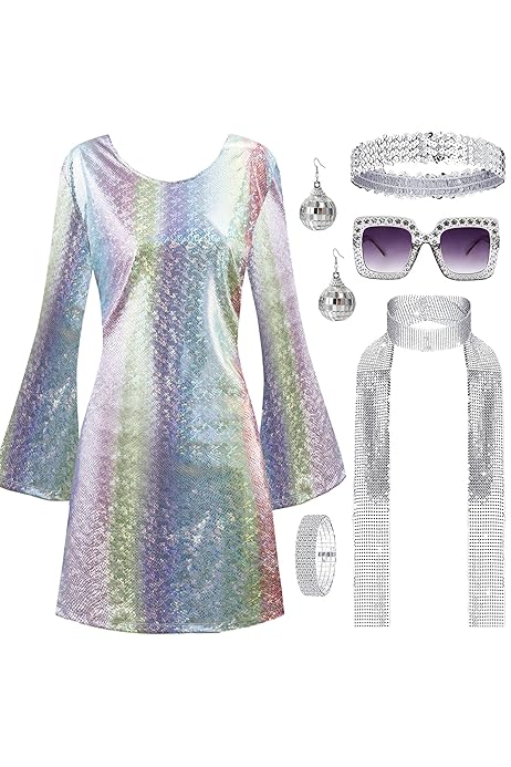 Disfraz Hippie Años 80 Incluye Peluca, Gafas, Barba Y Collar, Unisex