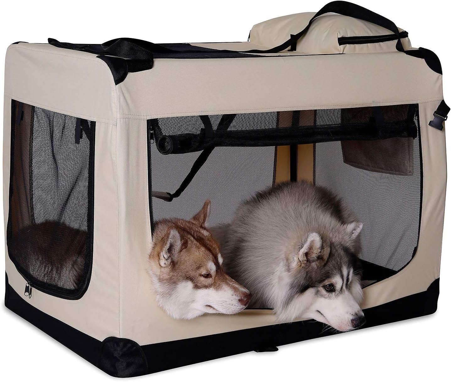 lionto Dog transport box foldable for travel & car, 101x69x70 cm - Image 4