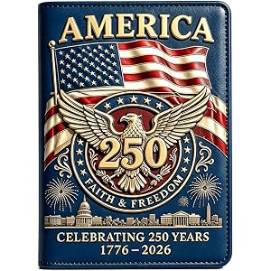 Passport Holder Cover, USA 250th Anniversary 1776-2026 Independence Day, Statue of Liberty Bald Eagle Liberty Bell Patriotic