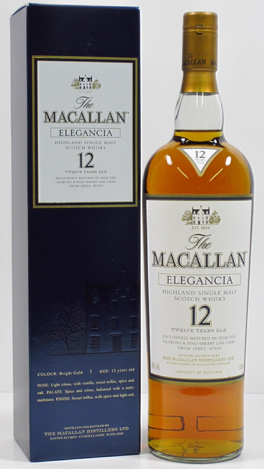 Macallan Elegancia 12 Year Old Highland Single Malt Scotch Whisky 1litre Bottle Only Amazon It Alimentari E Cura Della Casa