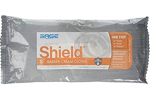 SAGE Comfort Shield Barrier Cream Cloths for Incontinence Skin Care - 1 Package - 8 Cloths/Pkg Incontinence Wipes (1 Package, 8 Wipes)