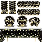 We Will Miss You Party Paper Plates and Napkins Farewell Party Decoration Going Away Party Disposable Tableware Set Black and