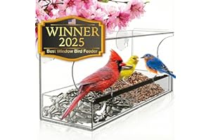 Window Bird Feeder by Nature's Hangout - Award-Winning Transparent Acrylic Bird Feeders for Outdoors, No Assembly, Strongest Suction Cups, Birds Watching for Cats, Easy-to-Clean Birdhouse Feeder