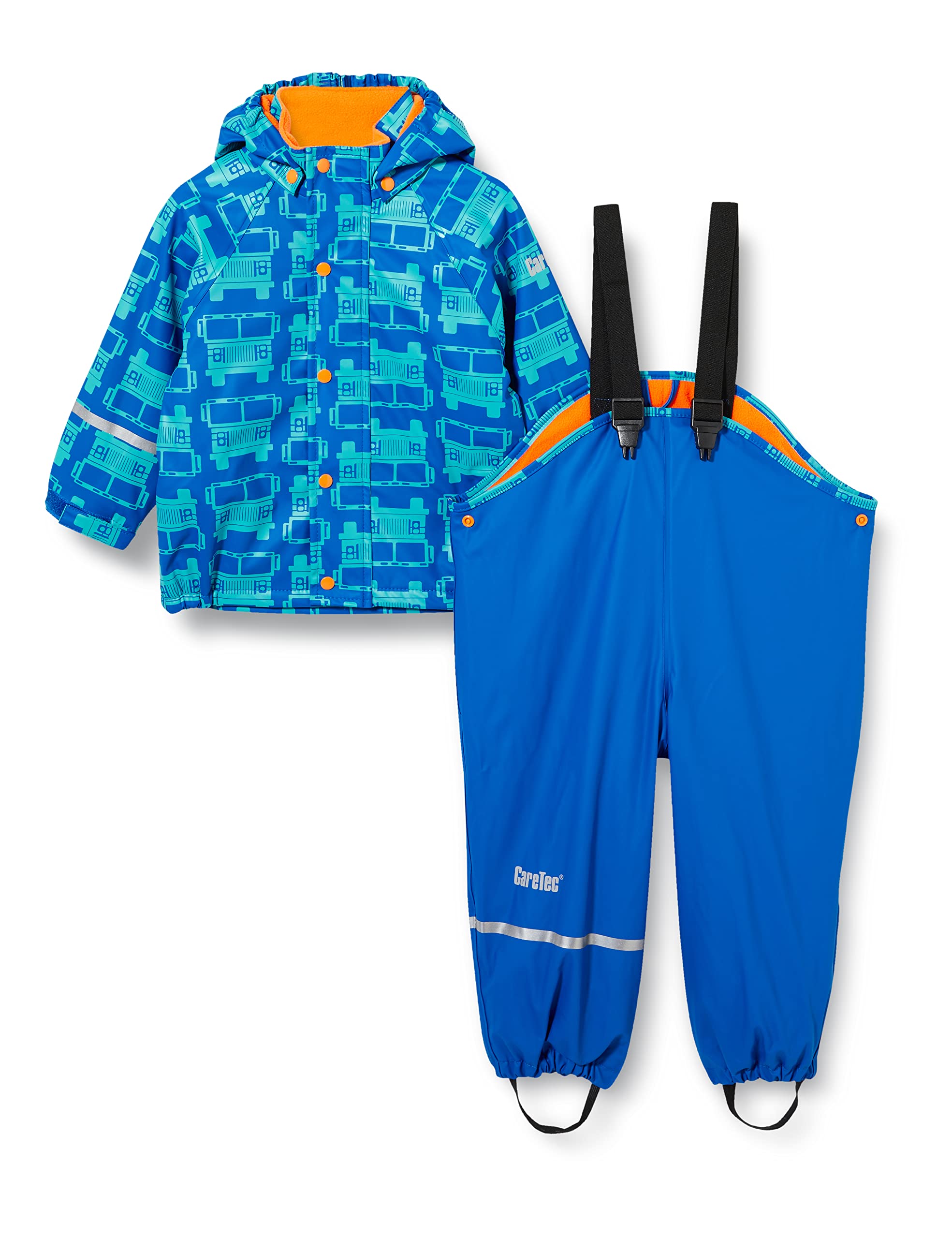 CareTec Boys Suit - Pu W. Fleece Raincoat And Kids Waterproof Trousers, Oceanblue (706), 4 Years UK