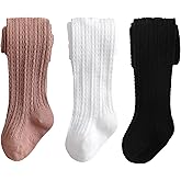 Marchare Baby Girls Tights Cable Knit Tights Thick Solid Footed Leggings Winter Warm Stockings