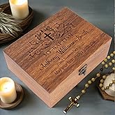 Extrabily Personalized Pine/Walnut Keepsakes Baptism Gifts Wooden Box, 8 * 6 * 3 Walnut Wooden Boxes First Communion Gifts for Boys/Girls, Personalized Wood Storage Engraved Keepsake Box for Baptism