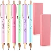 Outus 6 Pcs Christmas Fancy Pen Set, Inspirational Gifts for Women, Office Motivational Cute Pens Boss Lady Gifts Metal Pretty with 2 Gift Box Pastel Inspirational Retractable Ballpoint Office(Cute)