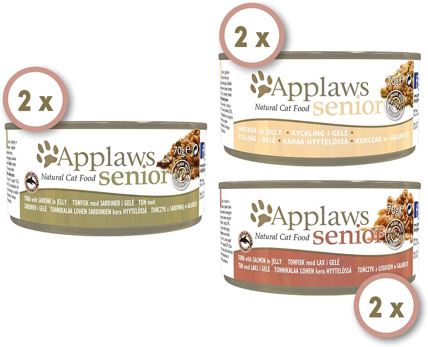 Applaws Complete Wet Cat Food for Senior Adult Cats Tuna and Chicken Selection in Jelly Tin 6 x 70g, Multipack, 420 g (Pack of 1) - Image 4