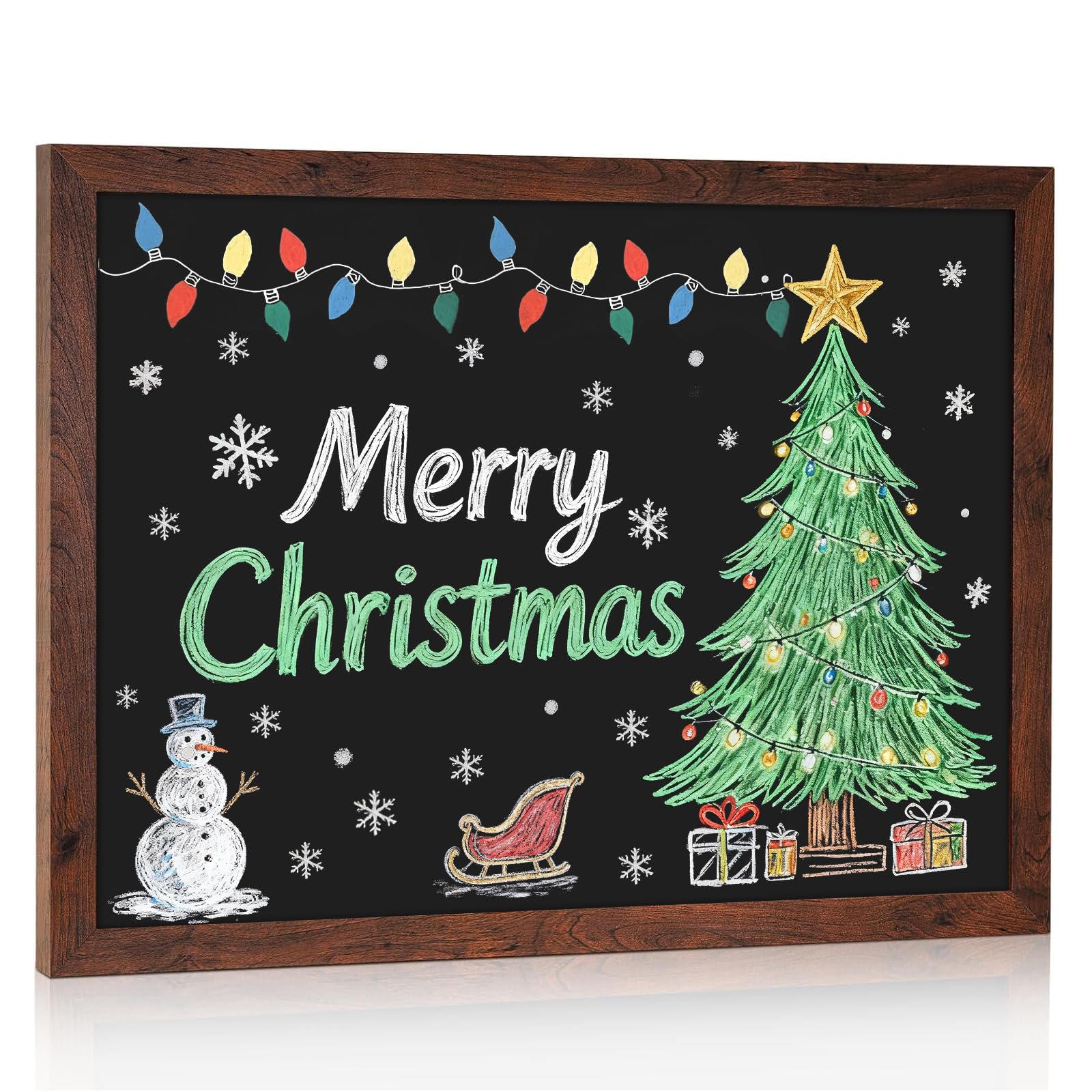 Photo 1 of 4 THOUGHT Chalk Board 24" x 36", Magnetic Large Chalkboard for Wall Rustic Blackboard Hanging Chalkboards Sign Menu Board for Kitchen Decor Office Home School 4 Markers 8 Magnets, Brown