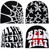 Ramede 4 Pcs Y2k Beanie - Double Sided Graphic Beanies for Men and Women, Acrylic Knitted Y2k Hats Accessories