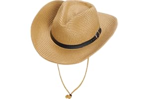 Bskifnn Unisex Straw Cowboy Hats for Women and Men Western Beach Cowboy Sun Hat Wide Brim Cap for Beach, Halloween, Partie