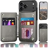 DJDUCK Designed for iPhone 17 Pro Max Case Wallet with Card Holder, [Magnetic Clasp Cover] [RFID Blocking Leather Protection] Shockproof Women Men Cases 6.9 Inch for Apple 17 ProMax Grey