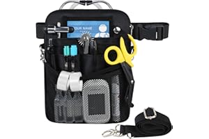 RAIALL Nurse Fanny Pack with Medical Gear Pockets, Tape Holder, Medical Bag Nurse Waist Pouch Organizer with Utility Storage for Stethoscopes, Scissors Supplies and Emergency Supplies, Black