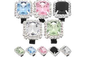 ABOOFAN 10pcs Rhinestone Shoe Buckle Clips Set with Pink Black White Light Blue Light Green, Detachable Shoe