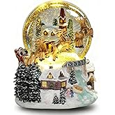 Aobaks 7'' H Christmas Snow Globe with Light up and Musical Valentine's Day Decoration Gift, Snowflakes Water Globe, Santa Sleigh Reindeer Resin Snow Globe, Christmas Holiday Indoor Decor.