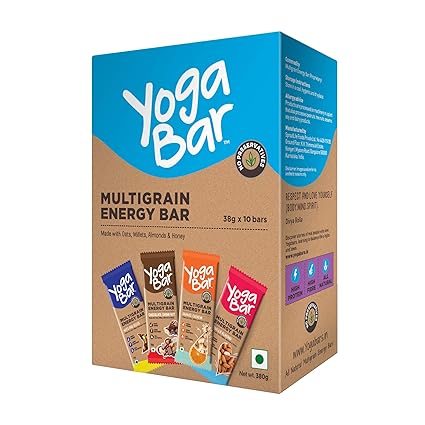 Yogabar Multigrain-Energy Bars-Made with Oats, Millets, Almonds, and Honey (10 Bars)