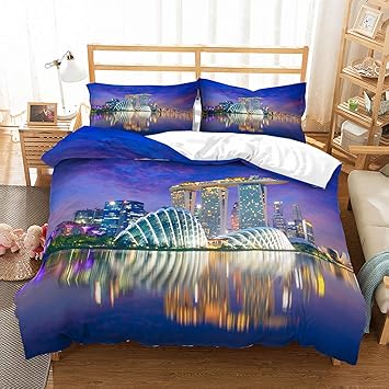 Amazon Com Patatino Mio Singapore City View Bedding Set Twin Size