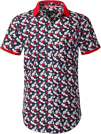 Ransak Mens Hipster Hip Hop Random Pattern Button Down Shirt Red L At Amazon Men S Clothing Store