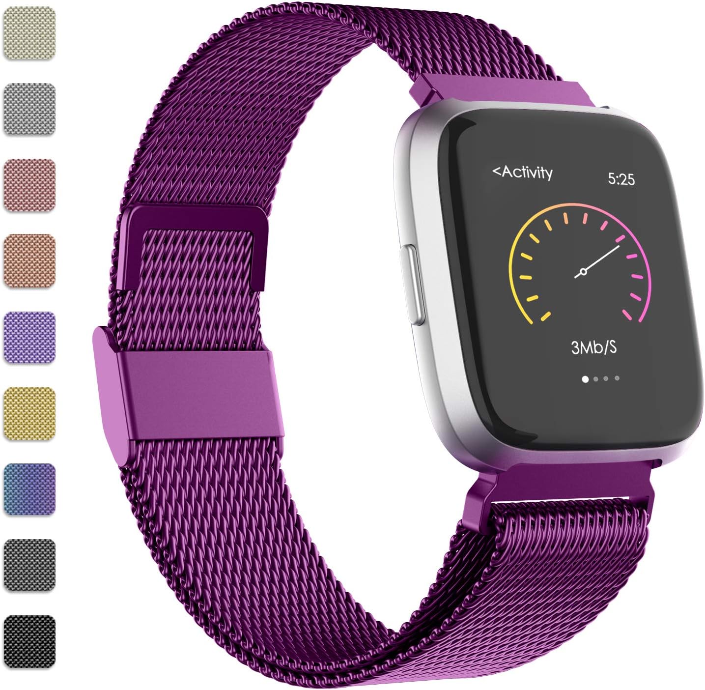Recoppa Replacement Strap Compatible for Versa,Stainless Steel metal mesh Bands with Unique Lock for Versa Lite/SE Small Large Women Men