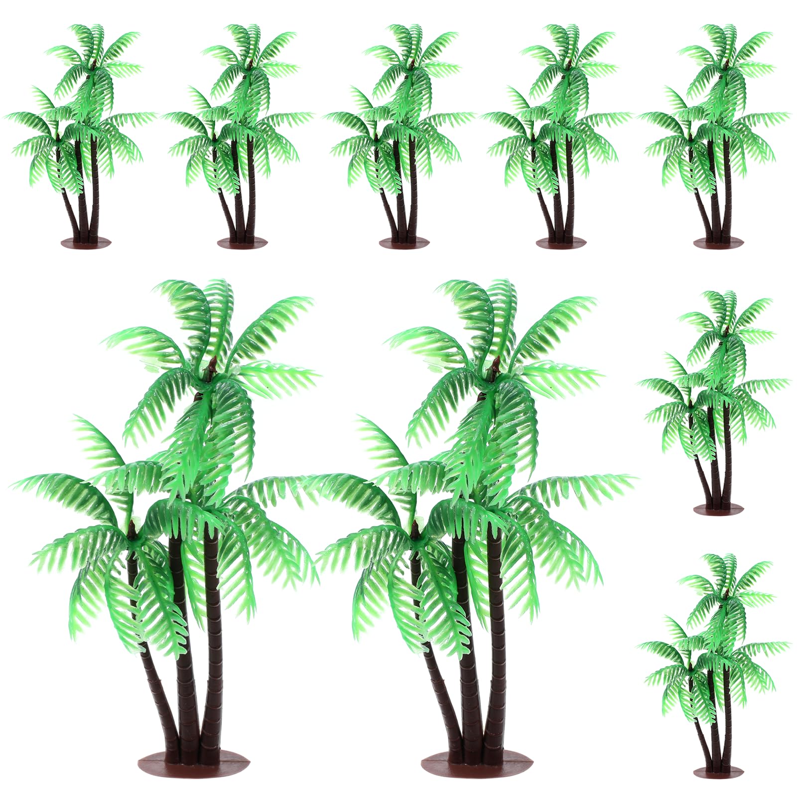 Photo 1 of 10 PCS Mini Plastic Palm Trees, 5.5inch Palm Tree Cake Topper Green Coconuts Trees Cupcake Toppers Mini Fake Palm-Tree Decor Figurines Tropical Rainforest Diorama Supplies for Micro Aquarium Birthday