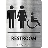ADA-Mark Modern Restroom Sign for Business - ADA Compliant Braille Bathroom Sign with Easy Installation - 6" W x 8" H