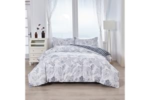 OAITE Duvet Cover Set,100% Cotton Comforter Cover with Floral Pattern Duvet Cover Set,Soft Bedding Set Includes with 3 Piece (2 Pillow Shams,1 Duvet Cover)
