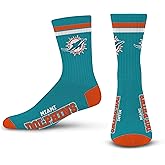 FBF - Official NFL 2 Stripe Adult Team Logo & Colors Crew Dress Socks Footwear for Men and Women Game Day Apparel