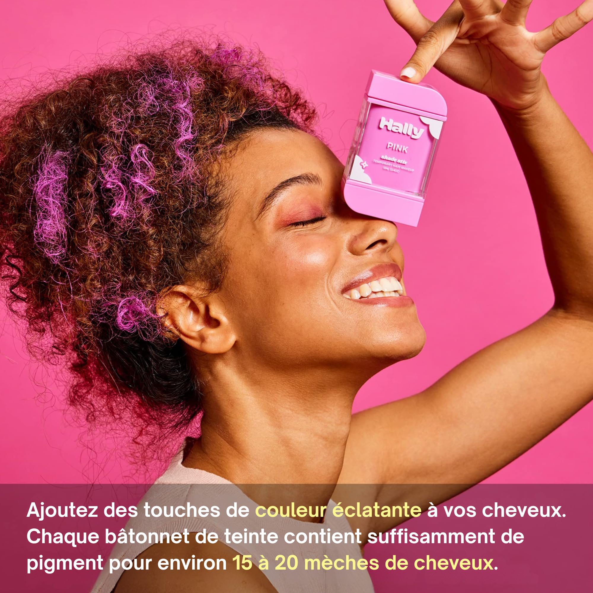 Hally Hair Temporary Hair Color, Shade Stix (Pink) - Halloween Hair Makeup Accessories for Kids, Teens & Adults - 12 ml Washable Hair Chalk & Dye for Festivals, Sporting Events & Parties