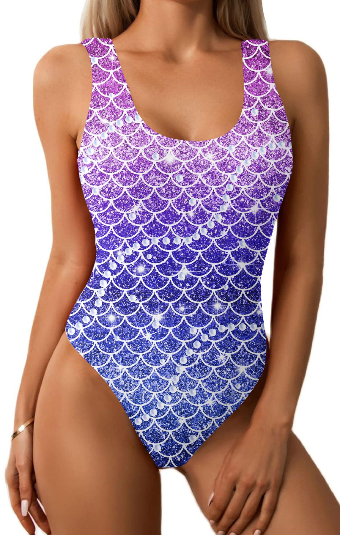 Photo 1 of RAISEVERN One Piece Swimsuit Women Novelty Mermaid Swimsuits Swimwear Bathing Suit Funny Swimming Bodysuit - L