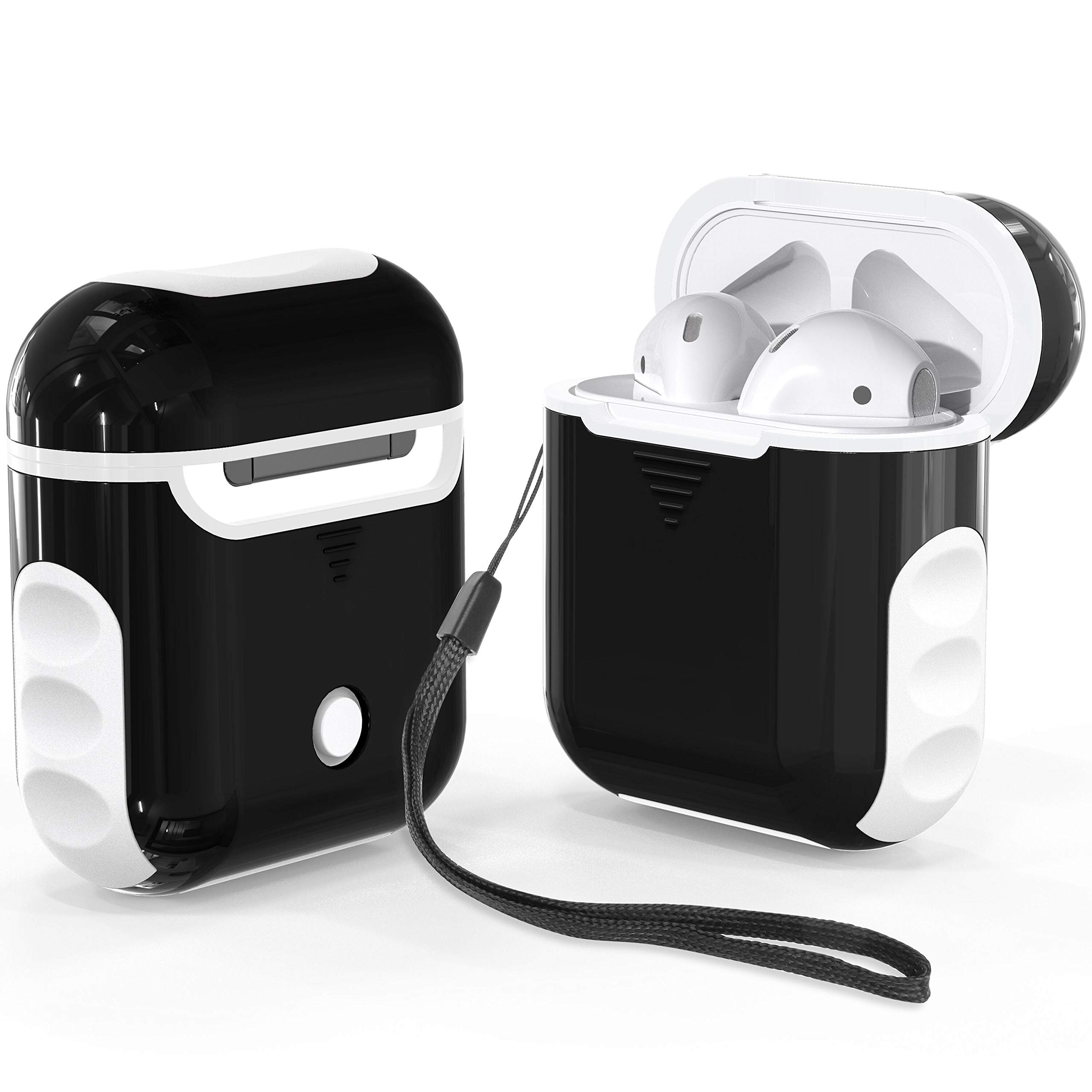 ORETECH AirPods Case Compatible With 1 and 2 - Protective 2 in 1 Shockproof Anti-Scratch Silicone PC Accessories - Black and White