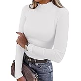 ANRABESS Women's Lettuce Trim Mock Neck Long Sleeve Tops 2025 Casual Dressy Ribbed Knit Slim Fit Tee Shirt Fall Layer Outfits