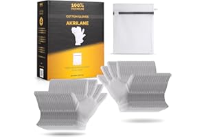 AKRILANE 100% Cotton Gloves for Dry Hands | Moisturizing Overnight Gloves for Eczema & Psoriasis Treatment | Skin Spa Treatment for Women & Men | Washable & Reusable with Free Laundry Bag (20 Pairs)