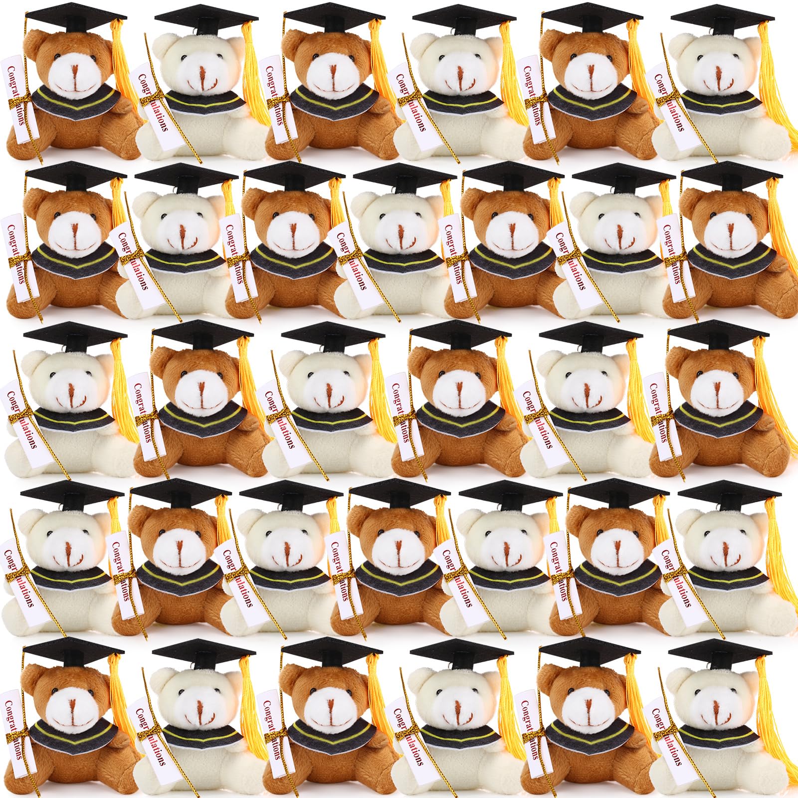 Photo 1 of Libima 32 Pcs Mini Graduation Bear Bulk Graduation Teddies Bear Class of 2025 Mixed Color 2.76 Inch Tiny Graduation Bear Plush Kindergarten Graduation Gifts(Black Cap)